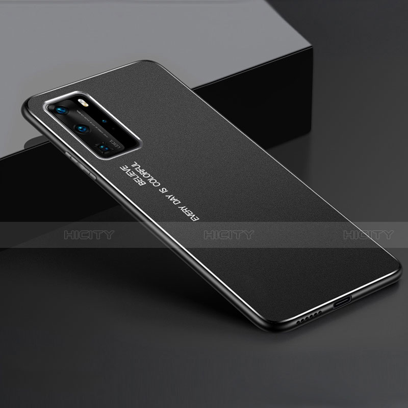 Handyhülle Hülle Luxus Aluminium Metall Tasche T02 für Huawei P40 Pro Schwarz