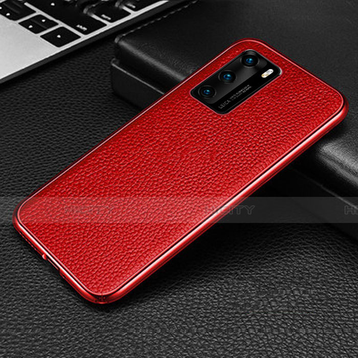 Handyhülle Hülle Luxus Aluminium Metall Tasche T02 für Huawei P40 Rot