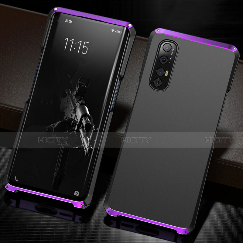 Handyhülle Hülle Luxus Aluminium Metall Tasche T02 für Oppo Find X2 Neo Violett