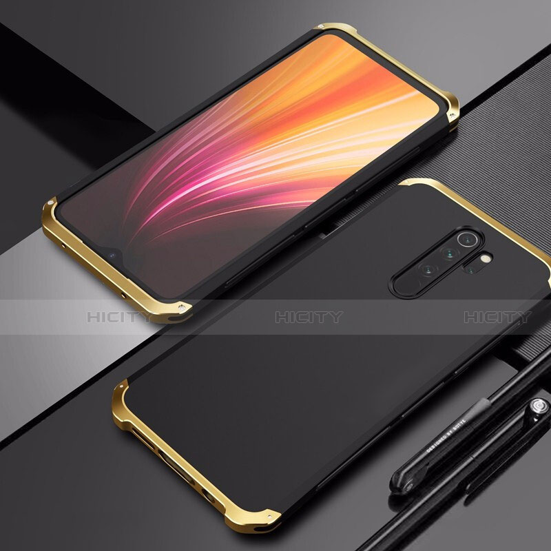 Handyhülle Hülle Luxus Aluminium Metall Tasche T02 für Xiaomi Redmi Note 8 Pro Gold und Schwarz