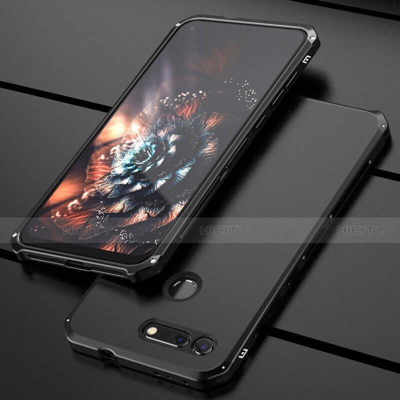 Handyhülle Hülle Luxus Aluminium Metall Tasche T03 für Huawei Honor V20 Schwarz