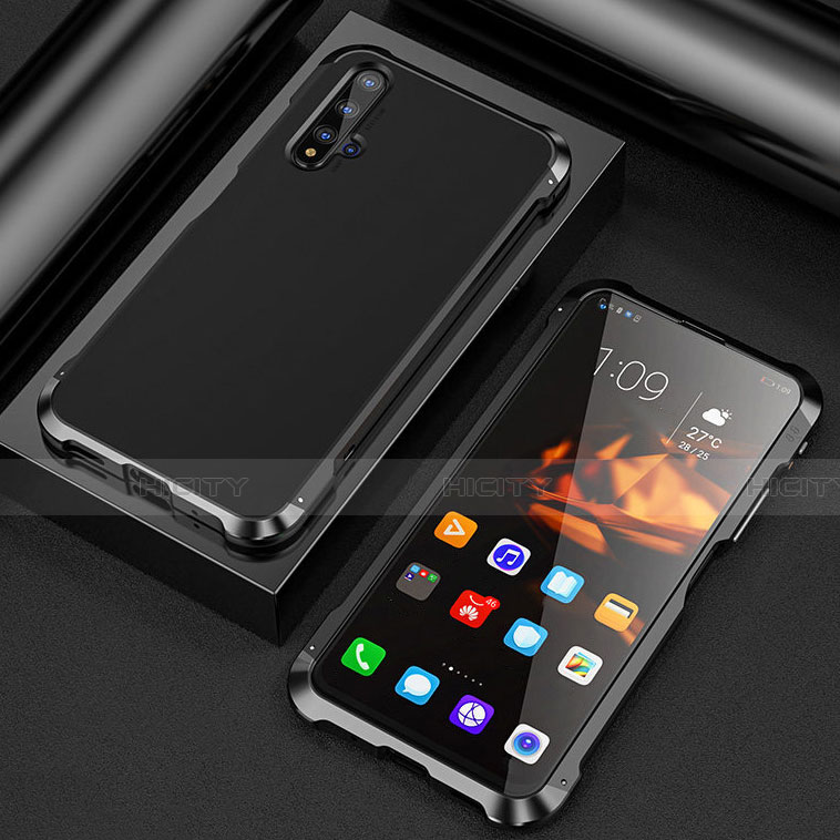 Handyhülle Hülle Luxus Aluminium Metall Tasche T03 für Huawei Nova 5T Schwarz