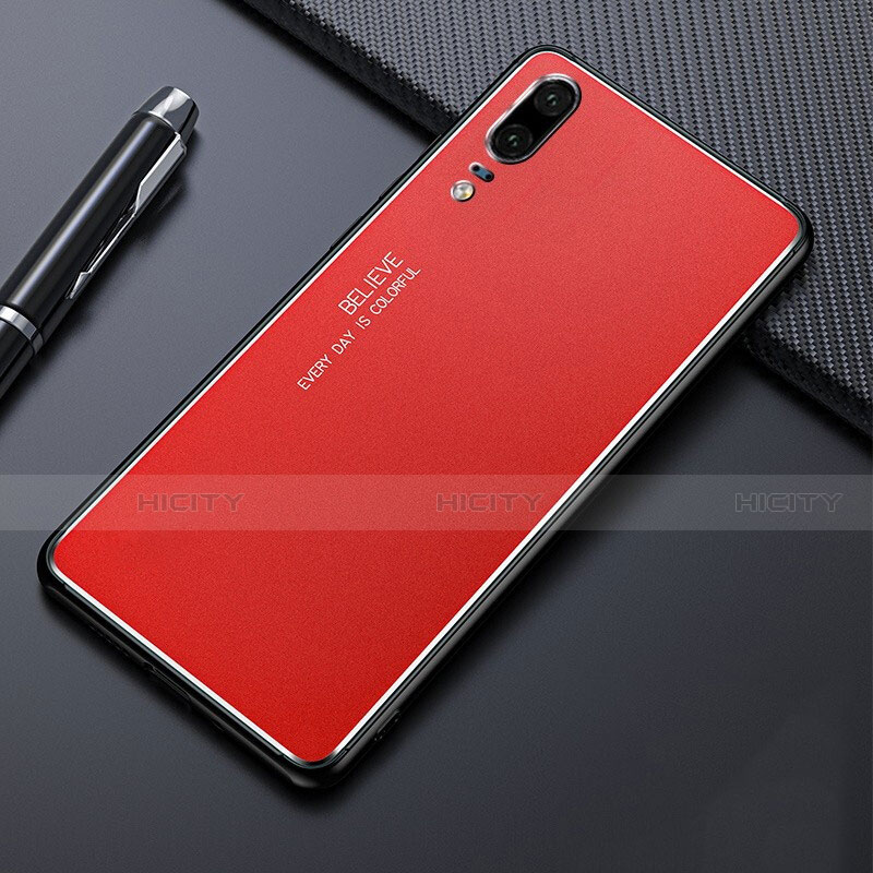 Handyhülle Hülle Luxus Aluminium Metall Tasche T03 für Huawei P20 Rot