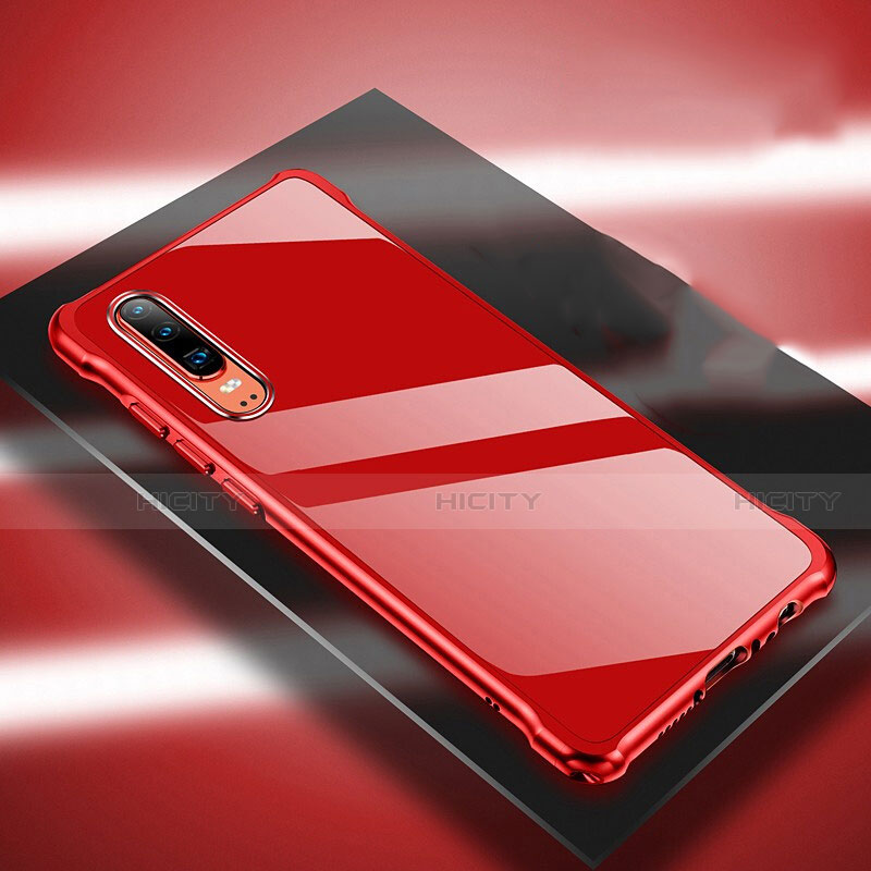 Handyhülle Hülle Luxus Aluminium Metall Tasche T03 für Huawei P30 Rot