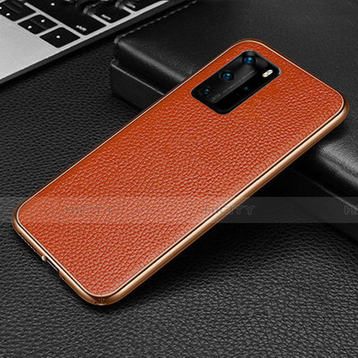 Handyhülle Hülle Luxus Aluminium Metall Tasche T04 für Huawei P40 Pro Orange