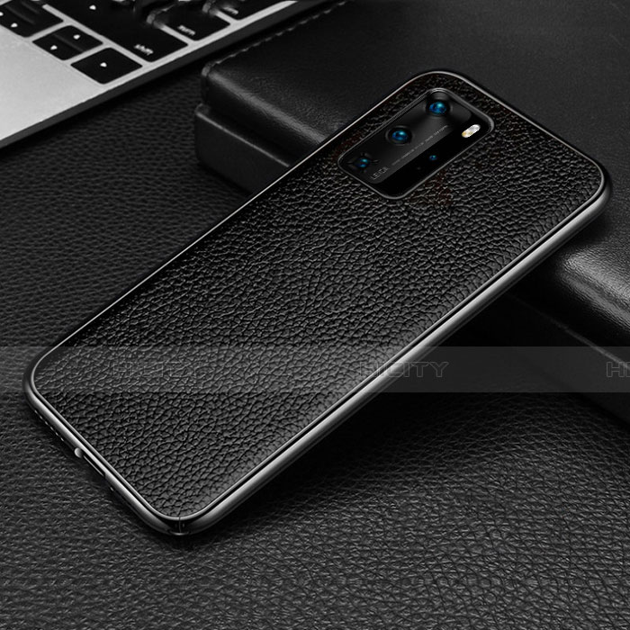 Handyhülle Hülle Luxus Aluminium Metall Tasche T04 für Huawei P40 Pro Schwarz