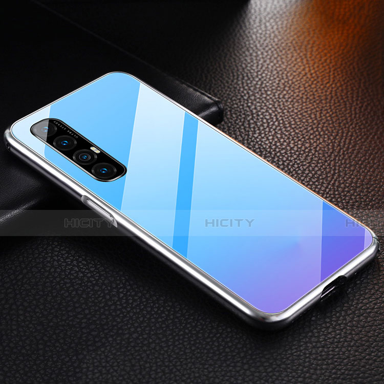 Handyhülle Hülle Luxus Aluminium Metall Tasche T04 für Oppo Find X2 Neo Hellblau Plus