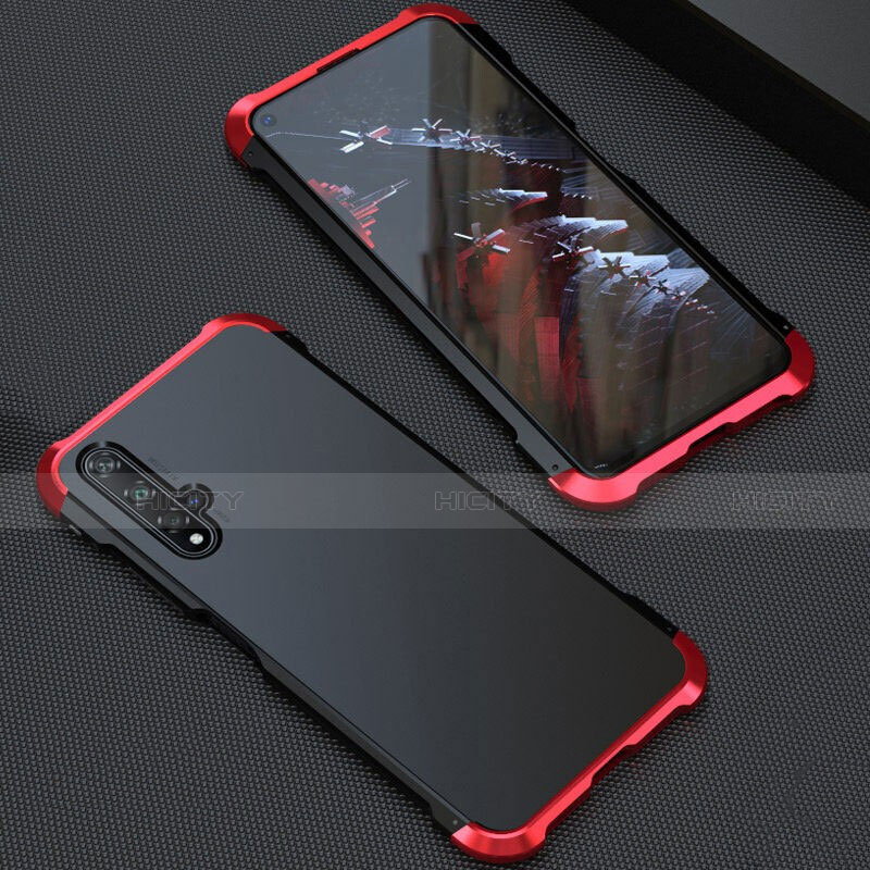 Handyhülle Hülle Luxus Aluminium Metall Tasche T05 für Huawei Nova 5T Rot