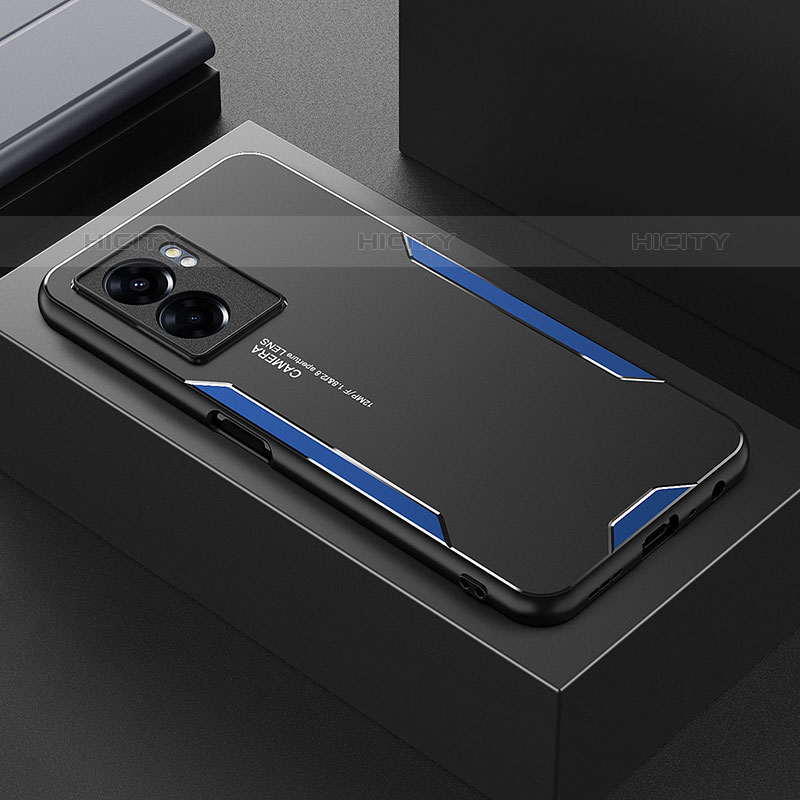 Handyhülle Hülle Luxus Aluminium Metall und Silikon Rahmen Tasche für OnePlus Nord N20 SE Blau