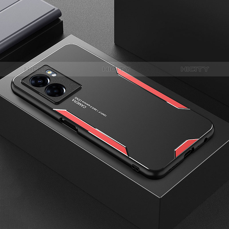 Handyhülle Hülle Luxus Aluminium Metall und Silikon Rahmen Tasche für OnePlus Nord N20 SE Rot