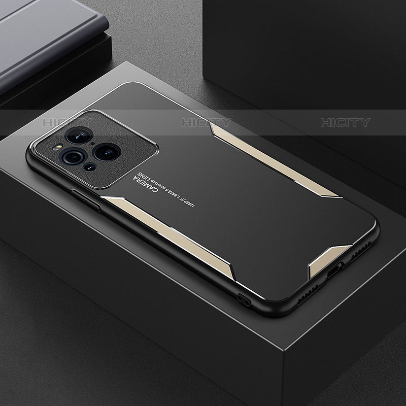 Handyhülle Hülle Luxus Aluminium Metall und Silikon Rahmen Tasche für Oppo Find X3 Pro 5G Gold Plus