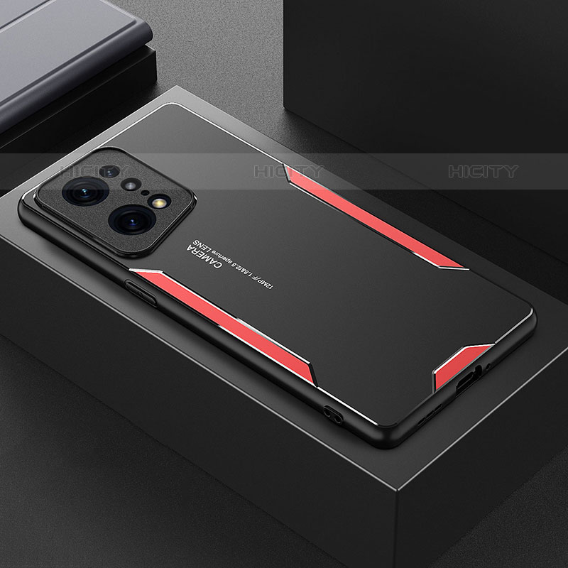 Handyhülle Hülle Luxus Aluminium Metall und Silikon Rahmen Tasche für Oppo Find X5 Pro 5G Rot Plus