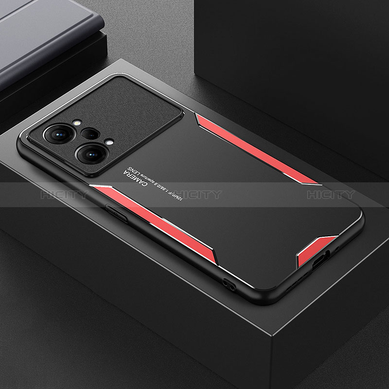 Handyhülle Hülle Luxus Aluminium Metall und Silikon Rahmen Tasche für Oppo K10 Pro 5G Rot