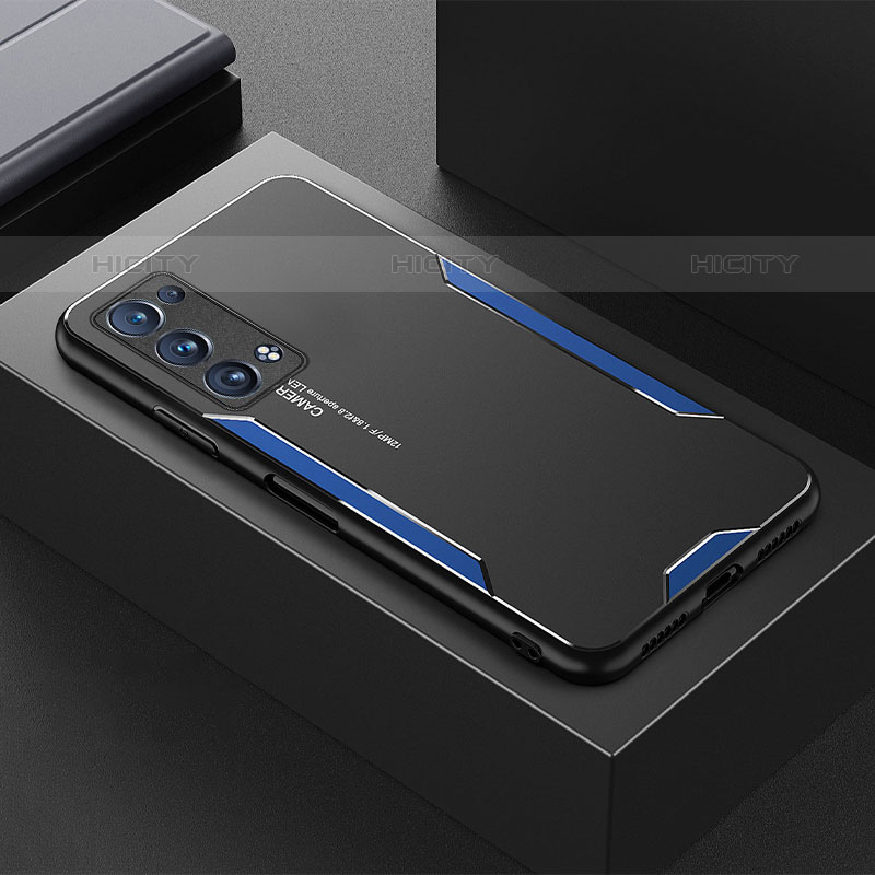 Handyhülle Hülle Luxus Aluminium Metall und Silikon Rahmen Tasche für Oppo Reno6 Pro 5G groß