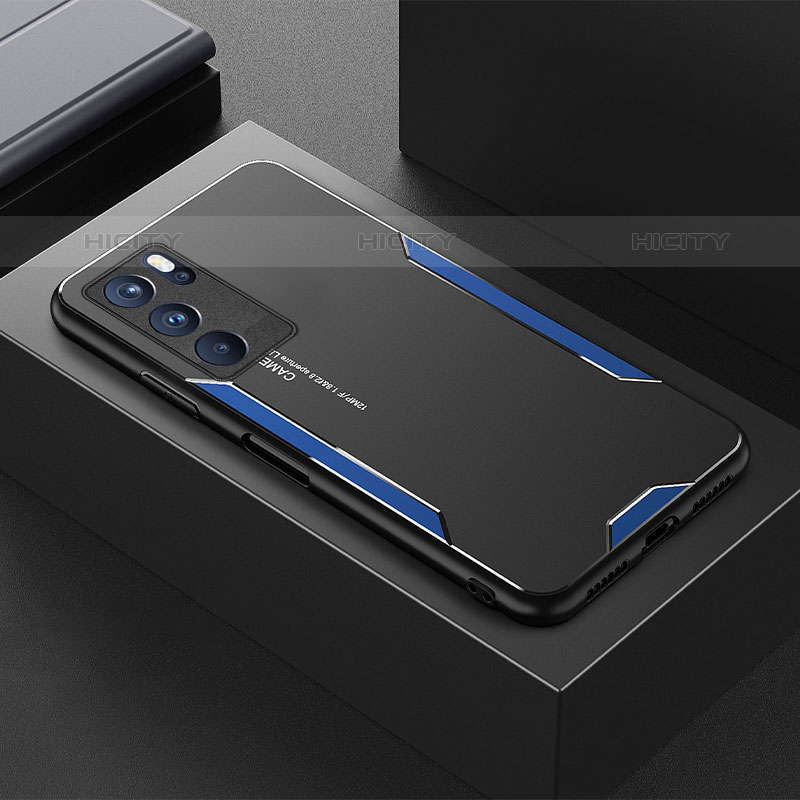 Handyhülle Hülle Luxus Aluminium Metall und Silikon Rahmen Tasche für Oppo Reno6 Pro 5G India groß