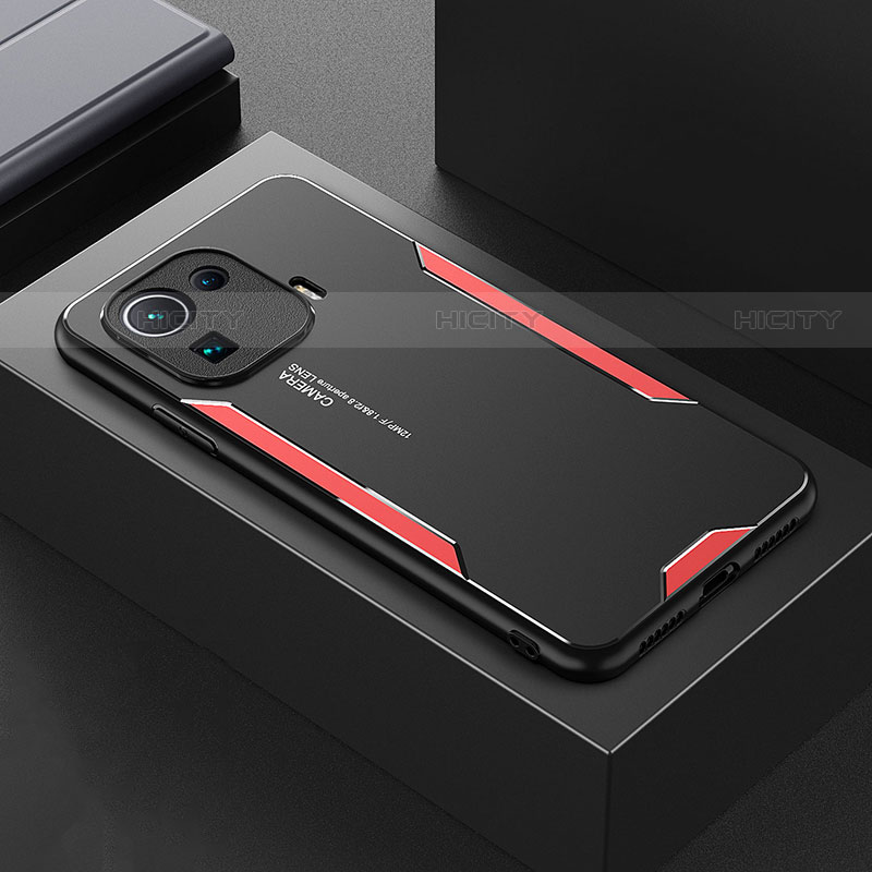 Handyhülle Hülle Luxus Aluminium Metall und Silikon Rahmen Tasche für Xiaomi Mi 11 Pro 5G Rot Plus