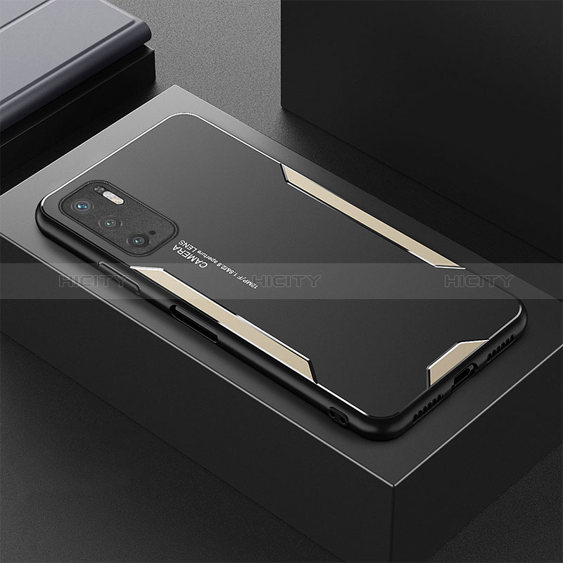 Handyhülle Hülle Luxus Aluminium Metall und Silikon Rahmen Tasche für Xiaomi POCO M3 Pro 5G Gold Plus