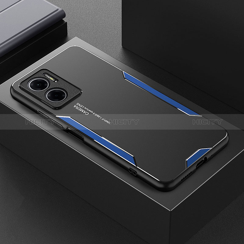 Handyhülle Hülle Luxus Aluminium Metall und Silikon Rahmen Tasche für Xiaomi Redmi 10 Prime Plus 5G Blau Plus
