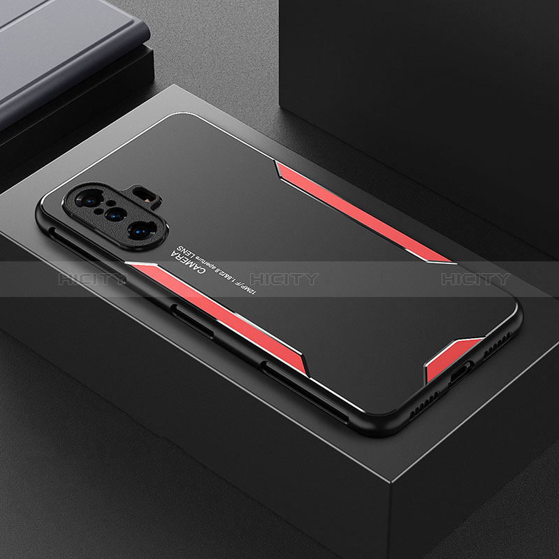 Handyhülle Hülle Luxus Aluminium Metall und Silikon Rahmen Tasche für Xiaomi Redmi K40 Gaming 5G Rot