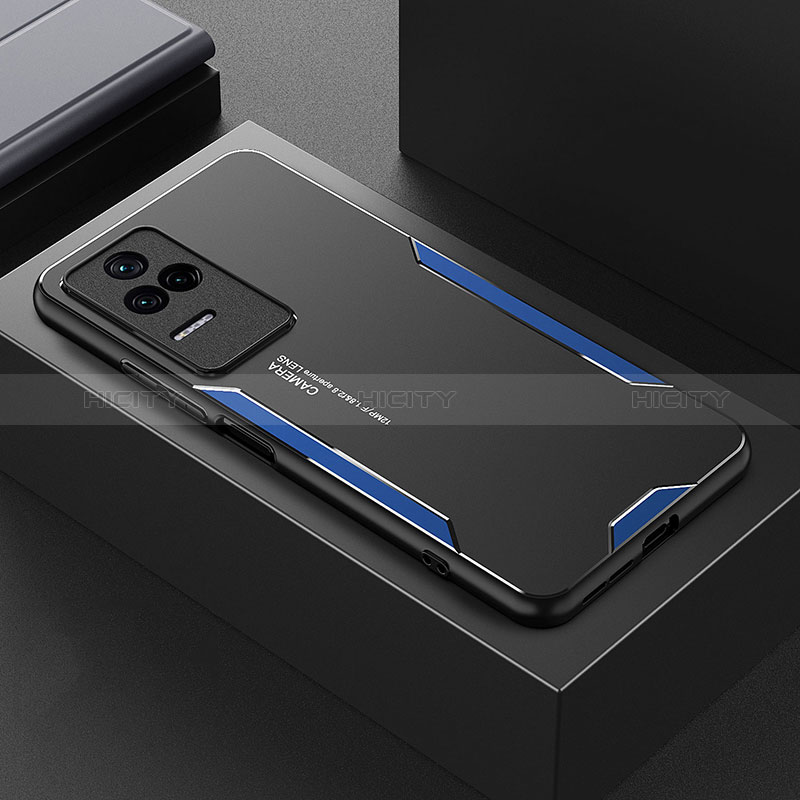 Handyhülle Hülle Luxus Aluminium Metall und Silikon Rahmen Tasche für Xiaomi Redmi K50 Pro 5G Blau