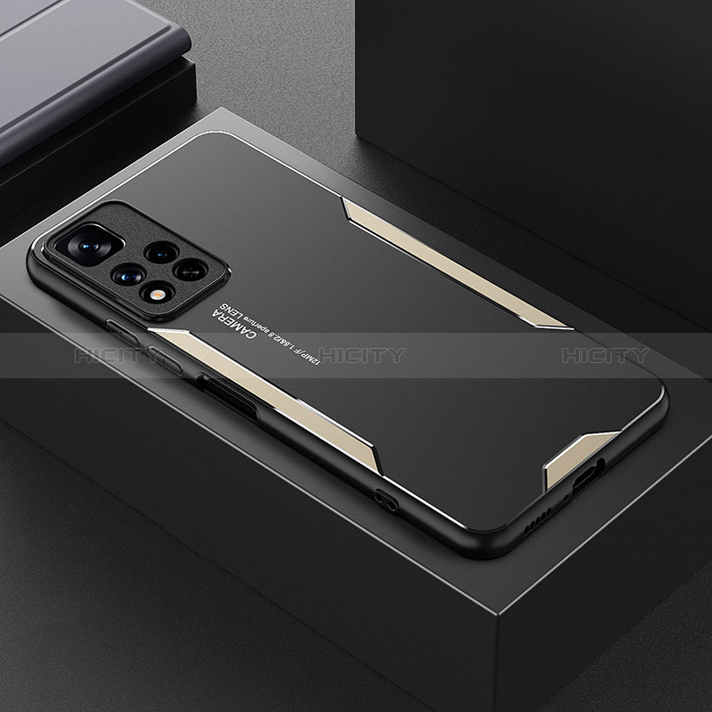 Handyhülle Hülle Luxus Aluminium Metall und Silikon Rahmen Tasche für Xiaomi Redmi Note 11 Pro+ Plus 5G Gold Plus