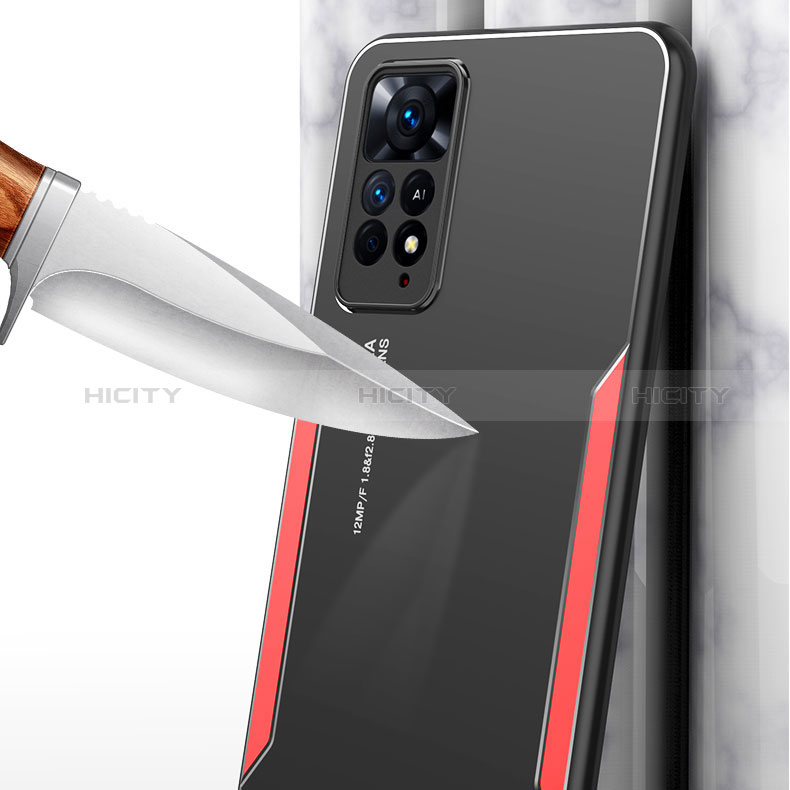 Handyhülle Hülle Luxus Aluminium Metall und Silikon Rahmen Tasche für Xiaomi Redmi Note 11E Pro 5G groß