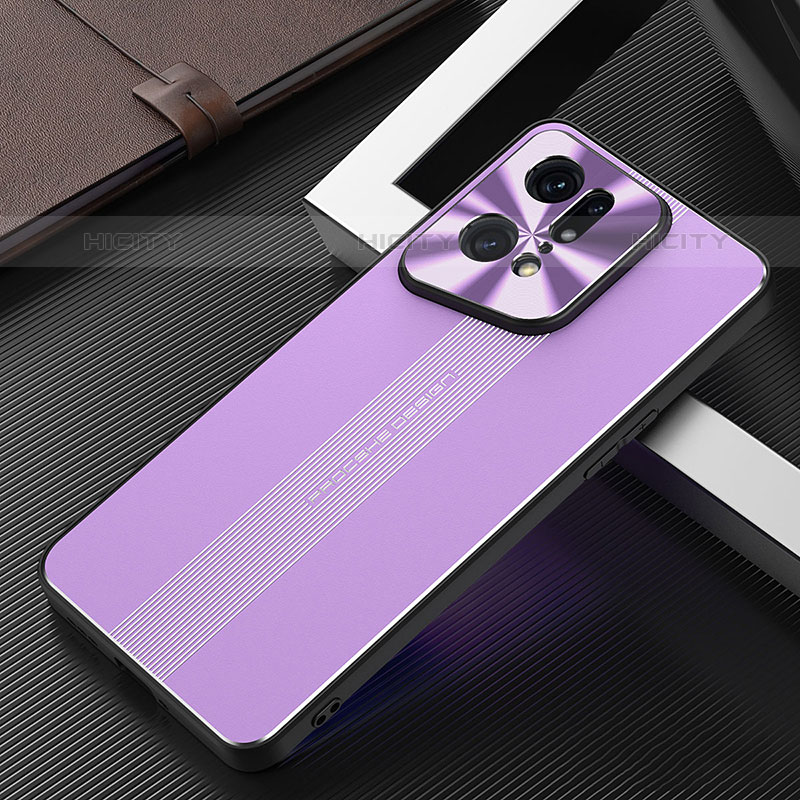 Handyhülle Hülle Luxus Aluminium Metall und Silikon Rahmen Tasche J01 für Oppo Find X5 Pro 5G Violett