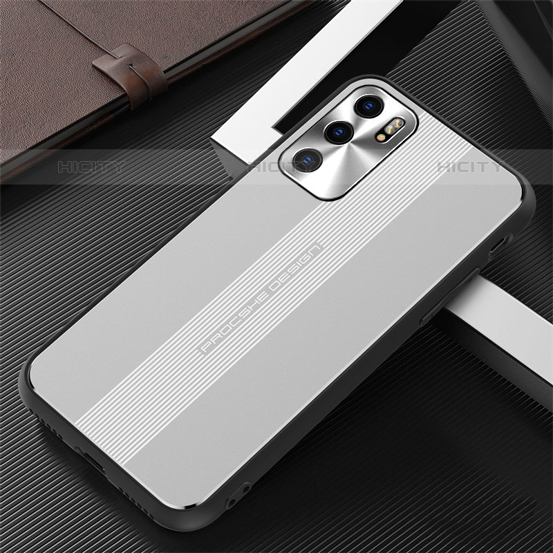 Handyhülle Hülle Luxus Aluminium Metall und Silikon Rahmen Tasche J02 für Oppo Reno6 Pro 5G India groß