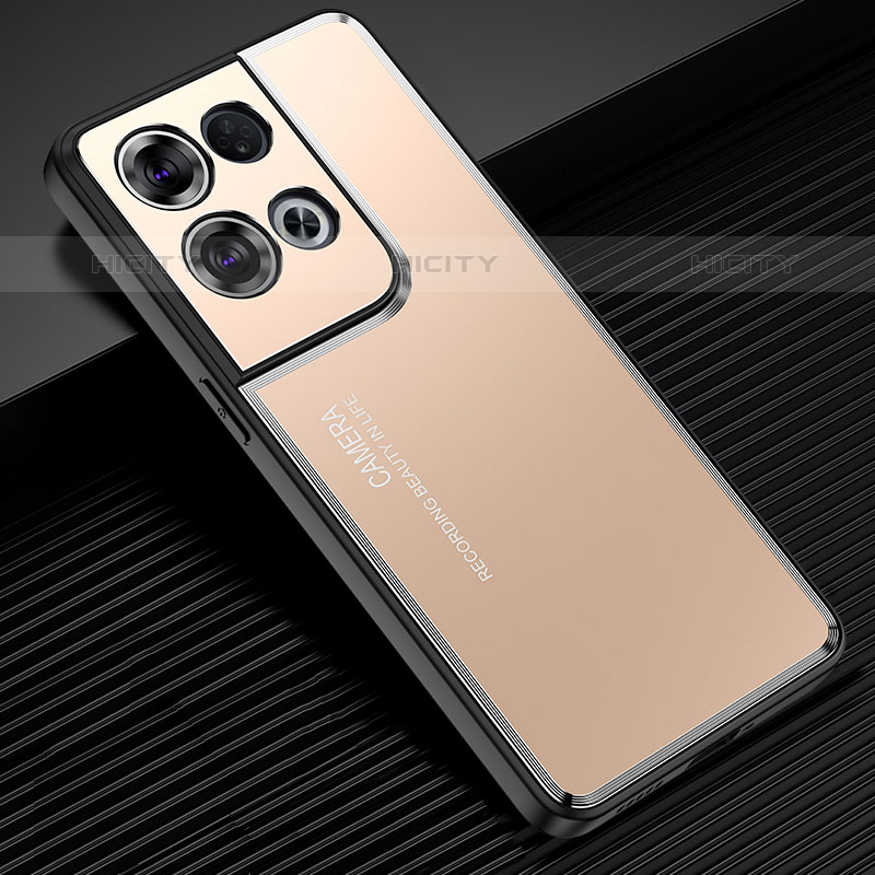 Handyhülle Hülle Luxus Aluminium Metall und Silikon Rahmen Tasche J02 für Oppo Reno9 Pro 5G Gold