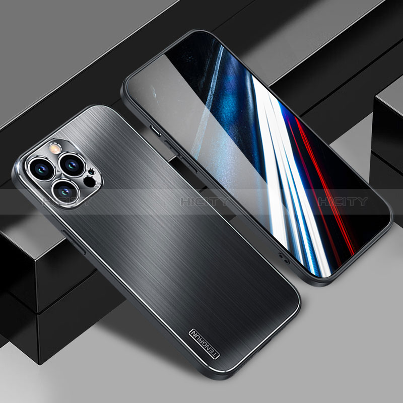 Handyhülle Hülle Luxus Aluminium Metall und Silikon Rahmen Tasche JL1 für Apple iPhone 13 Pro Max groß