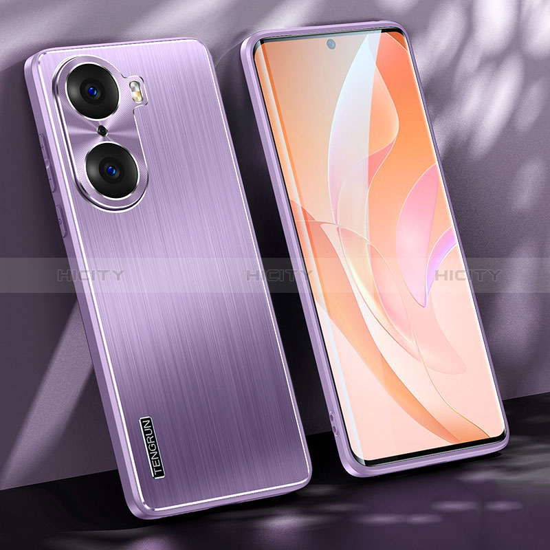 Handyhülle Hülle Luxus Aluminium Metall und Silikon Rahmen Tasche JL1 für Huawei Honor 60 5G Violett