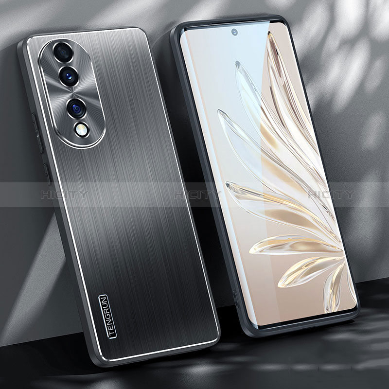 Handyhülle Hülle Luxus Aluminium Metall und Silikon Rahmen Tasche JL1 für Huawei Honor 70 5G Schwarz