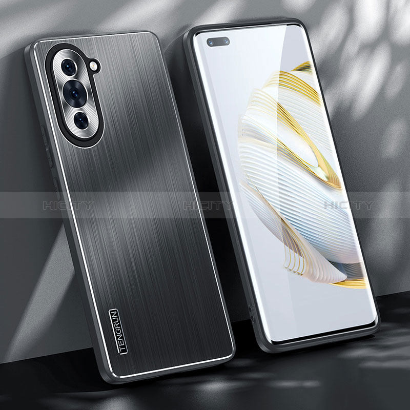 Handyhülle Hülle Luxus Aluminium Metall und Silikon Rahmen Tasche JL1 für Huawei Nova 10 Pro Schwarz