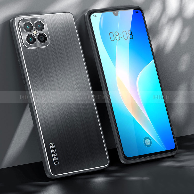 Handyhülle Hülle Luxus Aluminium Metall und Silikon Rahmen Tasche JL1 für Huawei Nova 8 SE 4G Schwarz