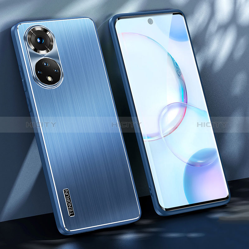 Handyhülle Hülle Luxus Aluminium Metall und Silikon Rahmen Tasche JL1 für Huawei Nova 9 Blau