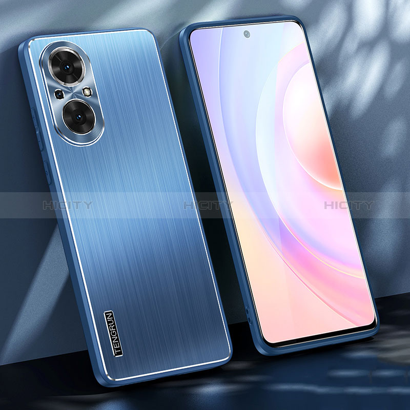 Handyhülle Hülle Luxus Aluminium Metall und Silikon Rahmen Tasche JL1 für Huawei Nova 9 SE Blau Plus