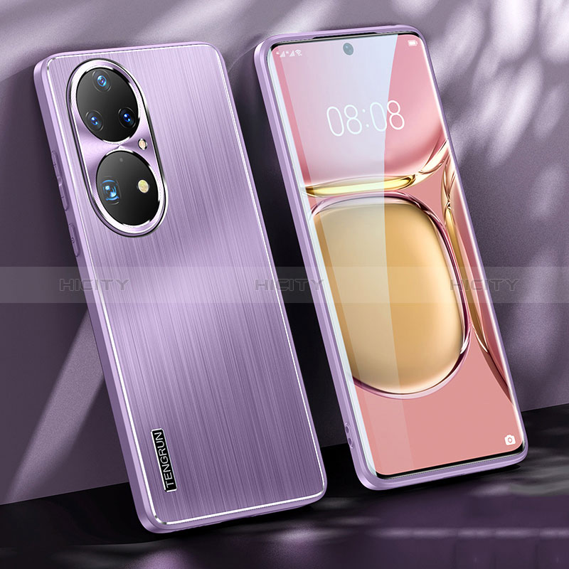 Handyhülle Hülle Luxus Aluminium Metall und Silikon Rahmen Tasche JL1 für Huawei P50e Violett