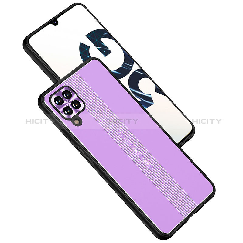 Handyhülle Hülle Luxus Aluminium Metall und Silikon Rahmen Tasche JL1 für Samsung Galaxy F12 Violett