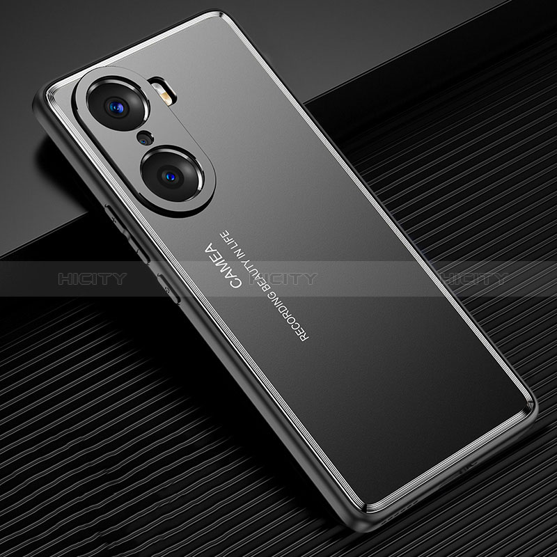 Handyhülle Hülle Luxus Aluminium Metall und Silikon Rahmen Tasche JL2 für Huawei Honor 60 5G Schwarz