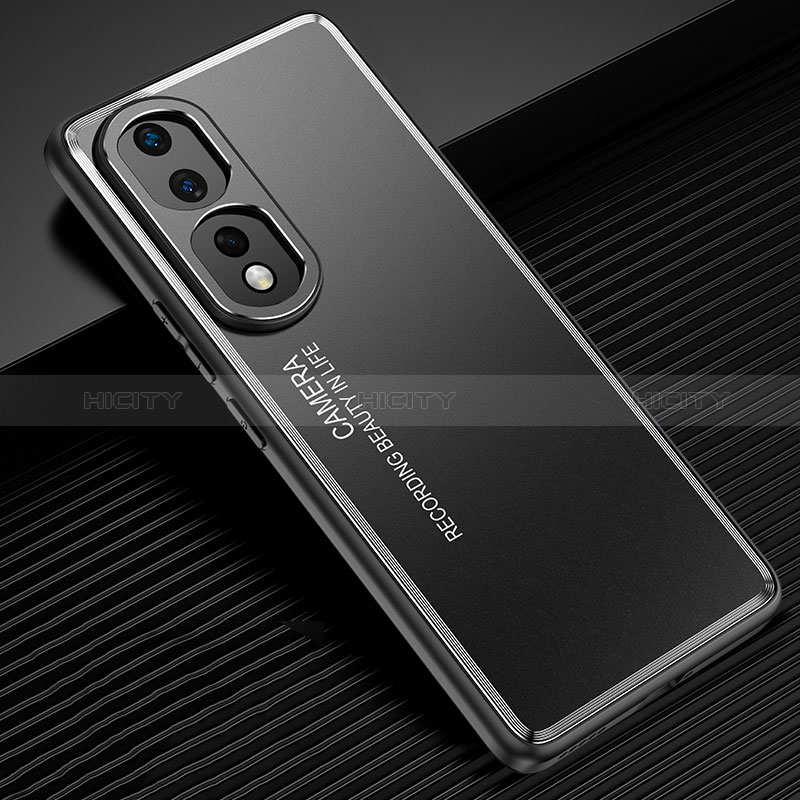 Handyhülle Hülle Luxus Aluminium Metall und Silikon Rahmen Tasche JL2 für Huawei Honor 80 Pro 5G Schwarz