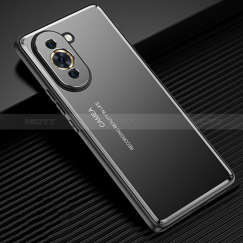 Handyhülle Hülle Luxus Aluminium Metall und Silikon Rahmen Tasche JL2 für Huawei Nova 10 Pro Schwarz