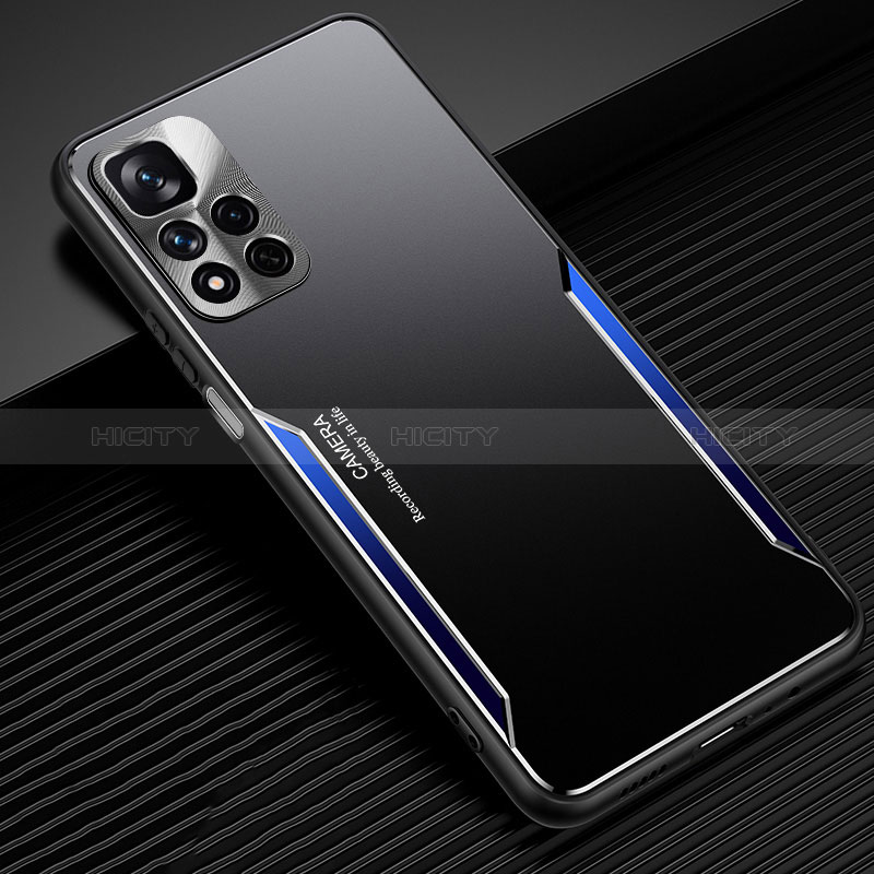 Handyhülle Hülle Luxus Aluminium Metall und Silikon Rahmen Tasche JL2 für Xiaomi Mi 11i 5G (2022) Blau