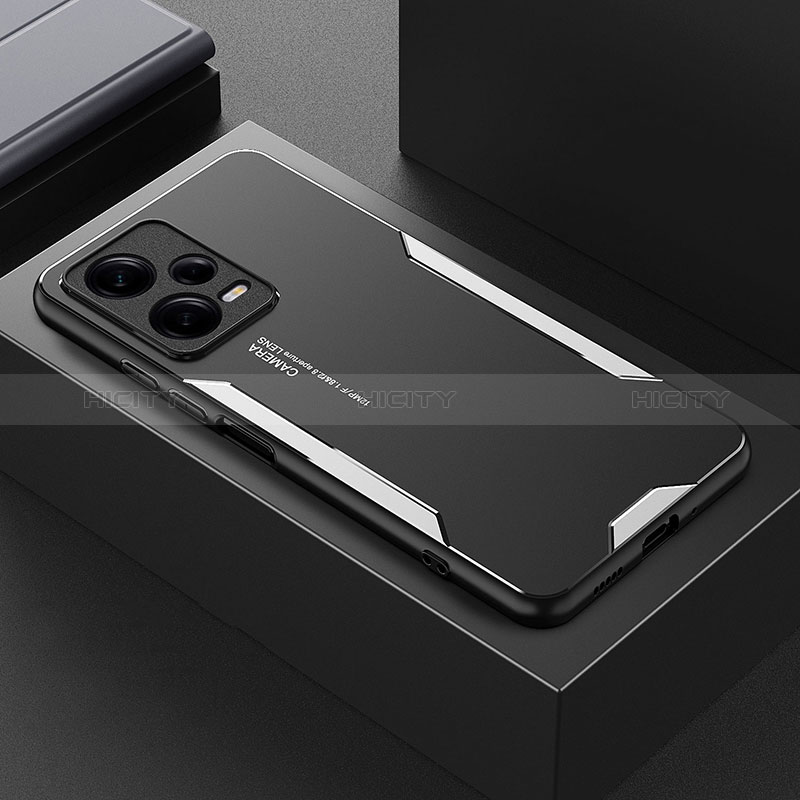 Handyhülle Hülle Luxus Aluminium Metall und Silikon Rahmen Tasche JL2 für Xiaomi Redmi Note 12 Explorer Silber Plus