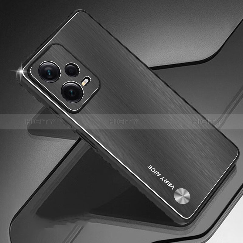 Handyhülle Hülle Luxus Aluminium Metall und Silikon Rahmen Tasche JS1 für Xiaomi Redmi Note 12 5G Schwarz