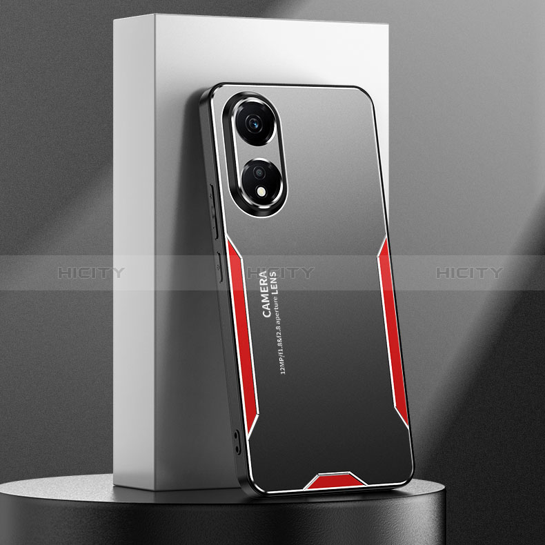 Handyhülle Hülle Luxus Aluminium Metall und Silikon Rahmen Tasche PB1 für Huawei Honor X5 Plus Rot