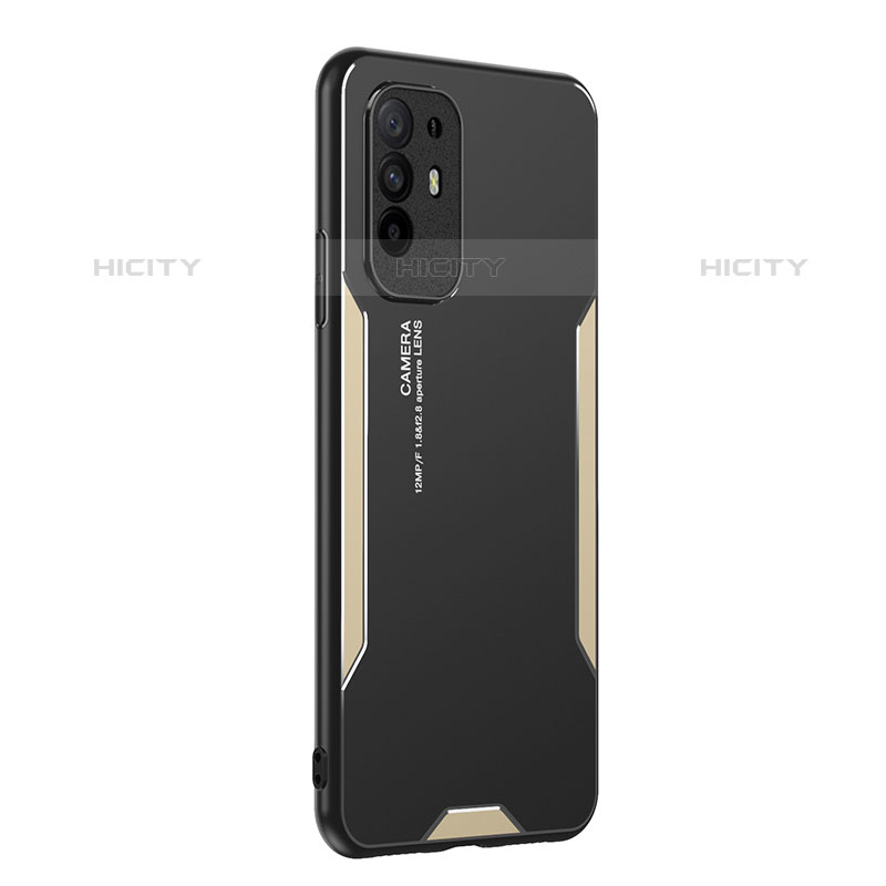 Handyhülle Hülle Luxus Aluminium Metall und Silikon Rahmen Tasche PB1 für Oppo F19 Pro+ Plus 5G Gold Plus