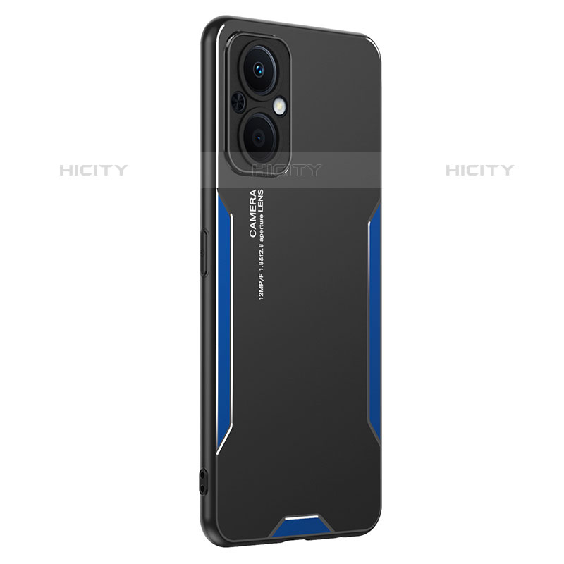 Handyhülle Hülle Luxus Aluminium Metall und Silikon Rahmen Tasche PB1 für Oppo F21 Pro 5G Blau