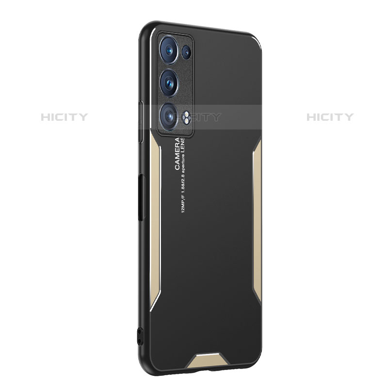 Handyhülle Hülle Luxus Aluminium Metall und Silikon Rahmen Tasche PB1 für Oppo Reno6 Pro 5G Gold