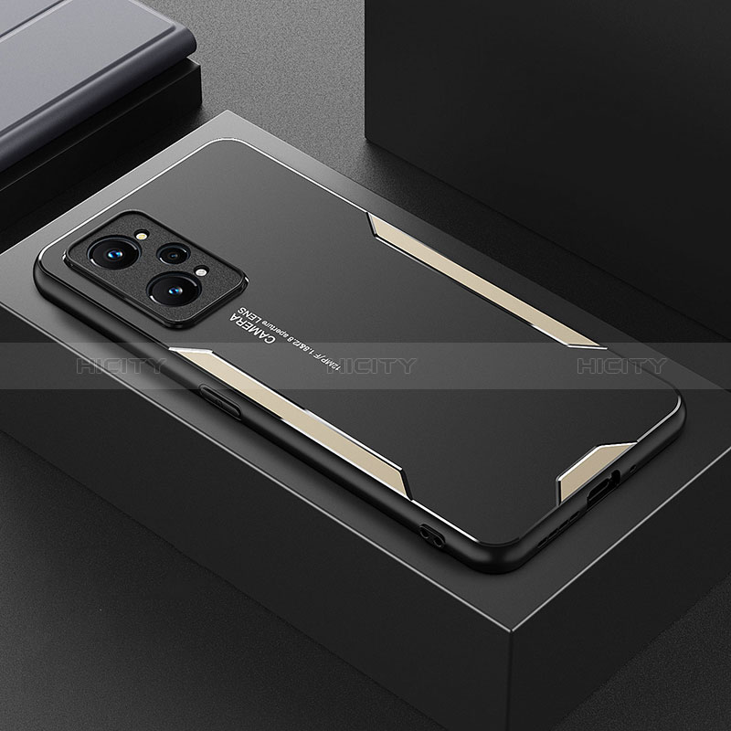 Handyhülle Hülle Luxus Aluminium Metall und Silikon Rahmen Tasche PB1 für Realme GT Neo 3T 5G Gold