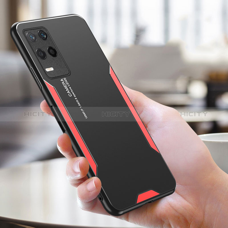 Handyhülle Hülle Luxus Aluminium Metall und Silikon Rahmen Tasche PB1 für Realme Q3i 5G groß